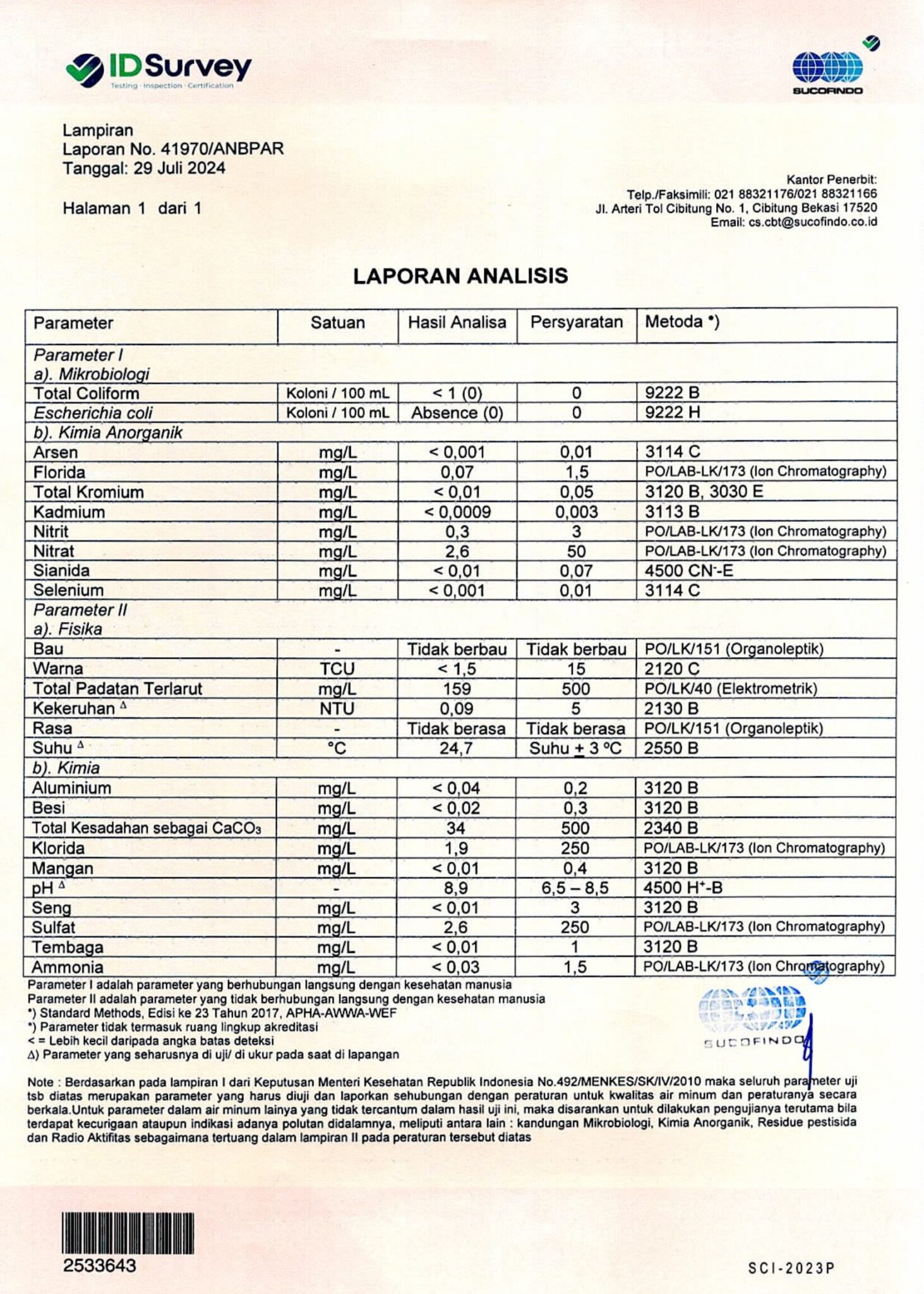 SUCOFINDO LAB TEST-2